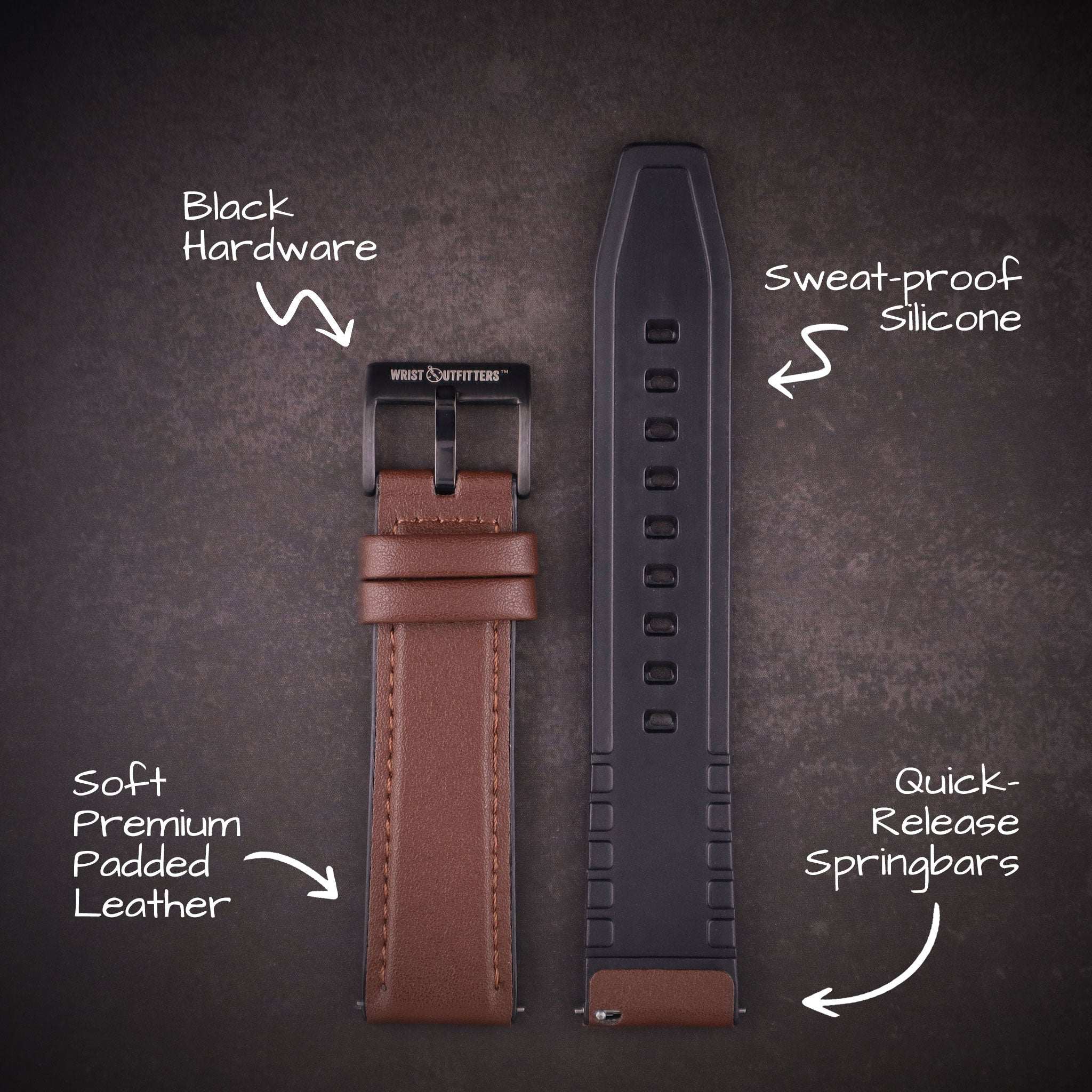 Mallard™ Leather & Silicone Rubber Watch Band