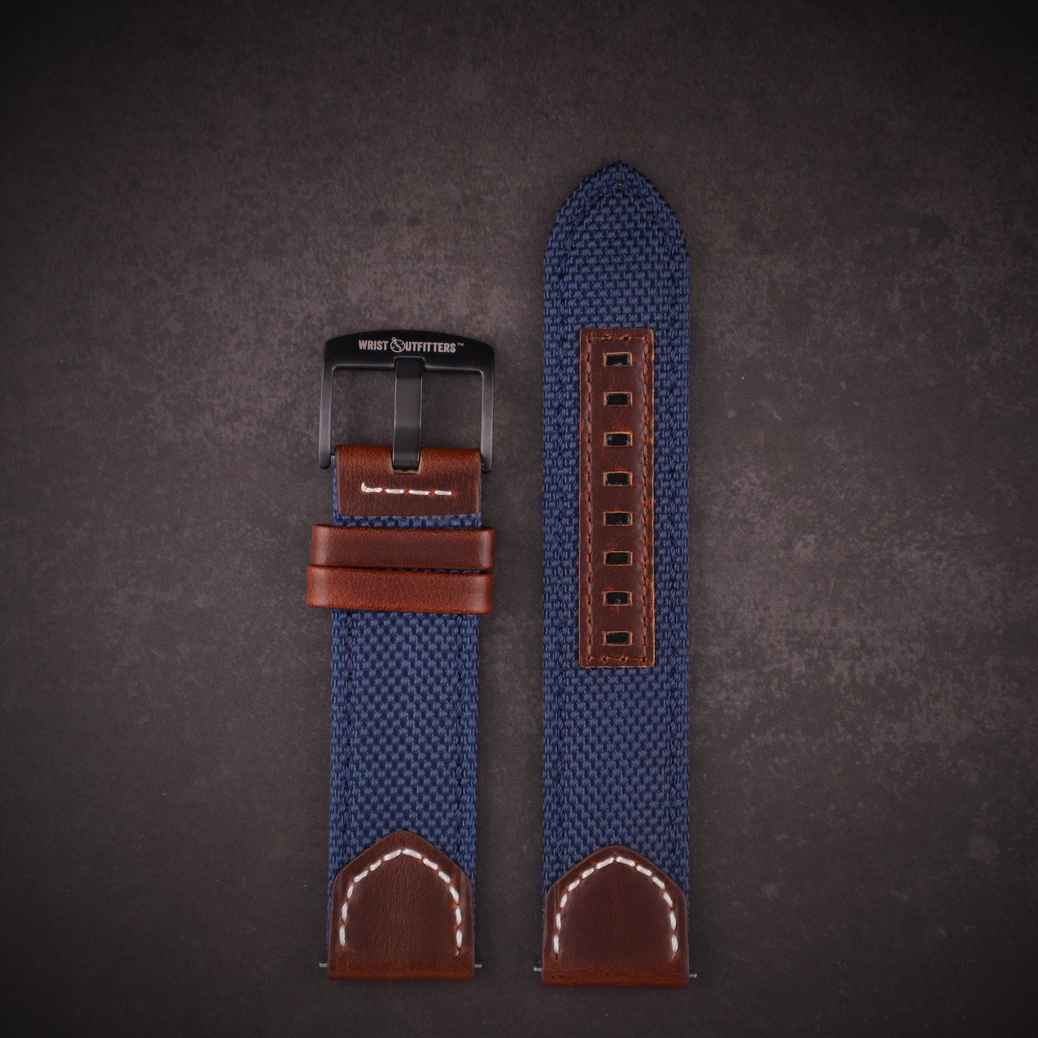 Hunter™ Sailcloth & Calfskin Leather Watch Band