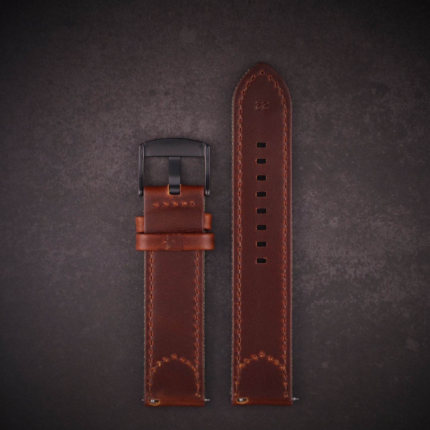 Hunter™ Sailcloth and Calfskin Leather Watch Band
