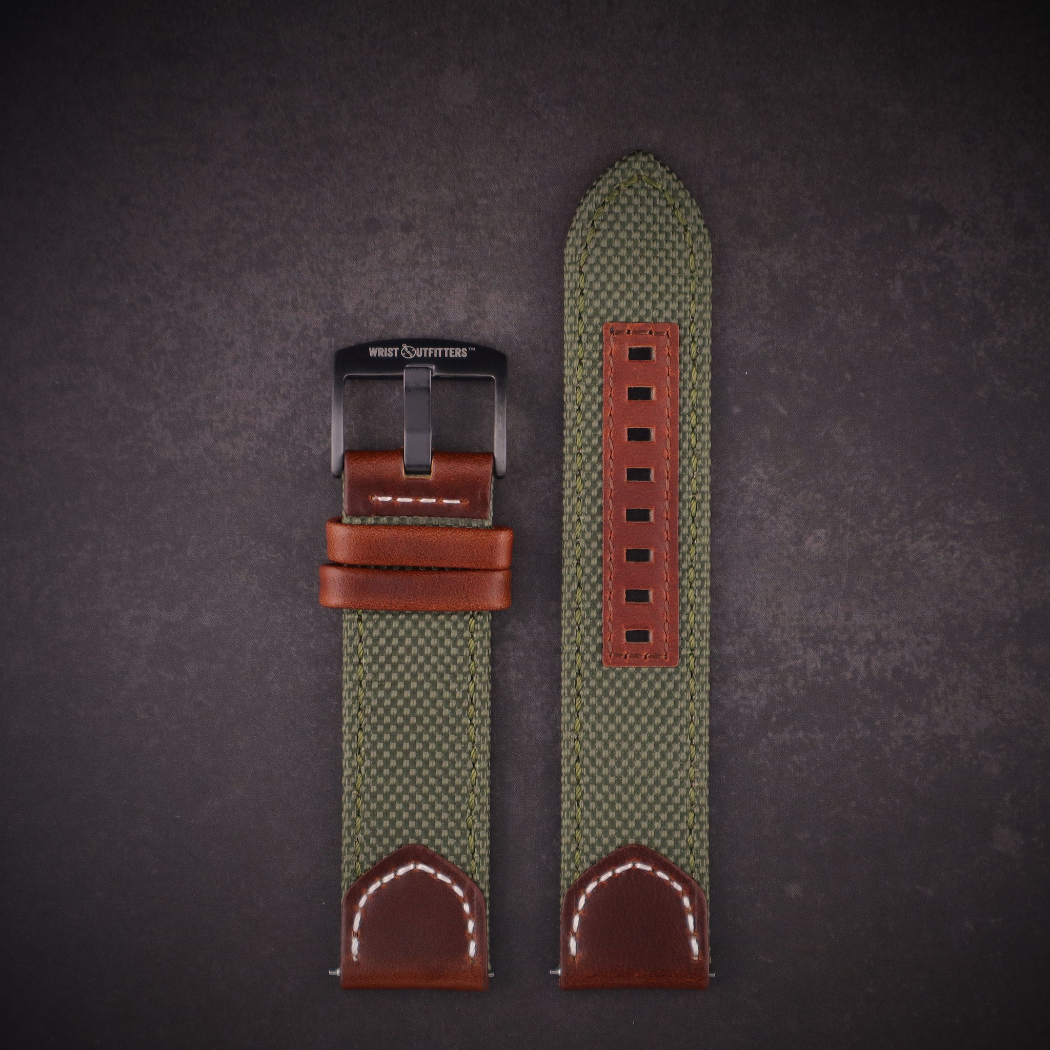 Hunter™ Sailcloth & Calfskin Leather Watch Band