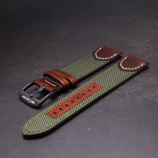 Hunter™ Sailcloth and Calfskin Leather Watch Band
