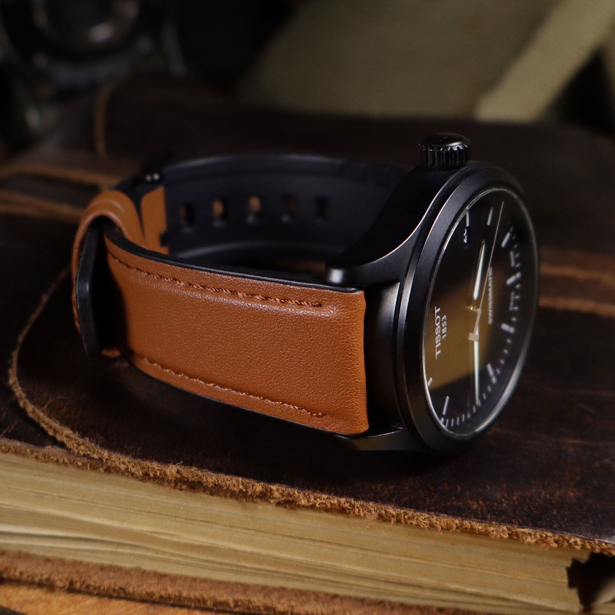 Mallard™ Leather & Silicone Rubber Watch Band