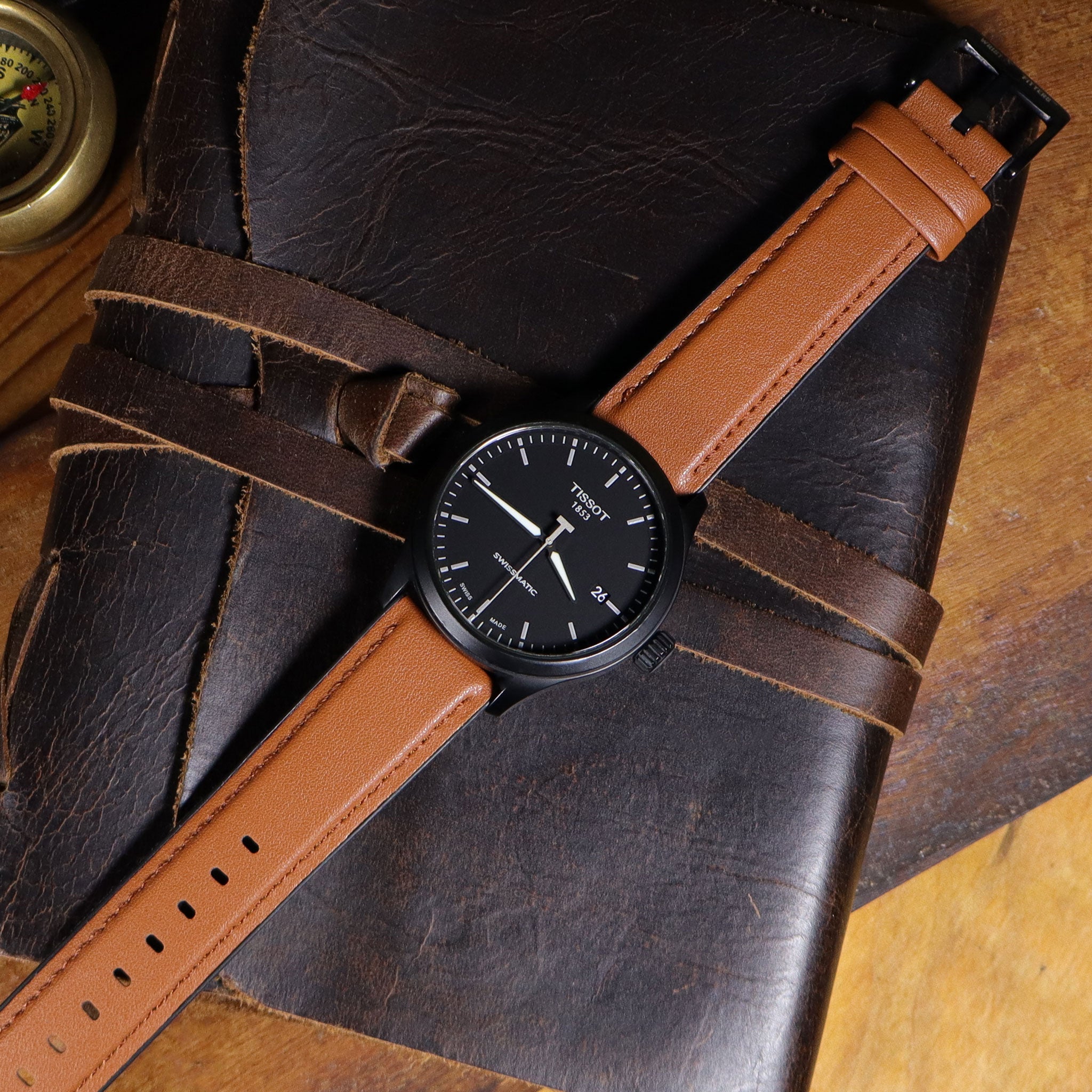 Mallard™ Leather & Silicone Rubber Watch Band