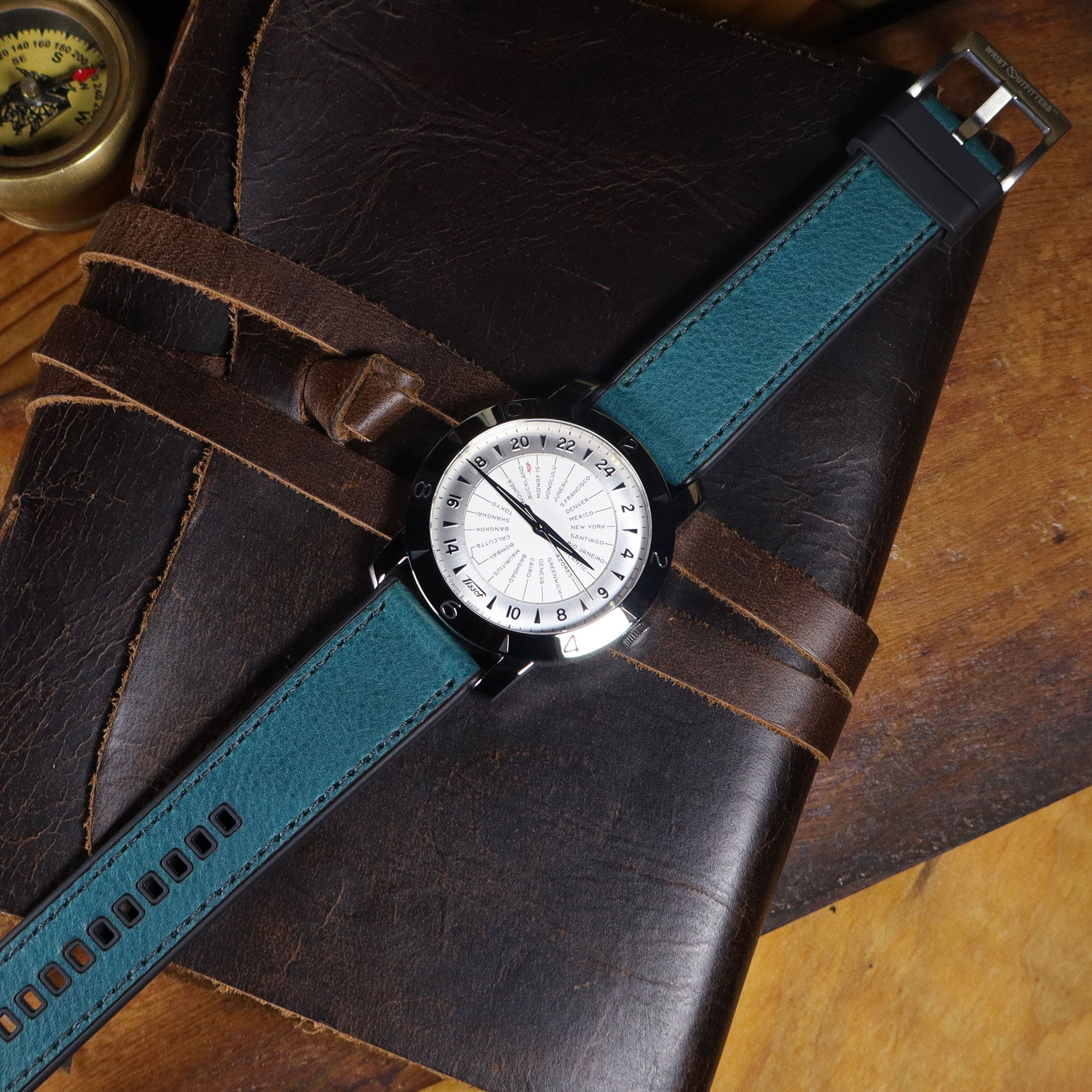 Shoreline™ Calfskin Leather & Natural Rubber Watch Band