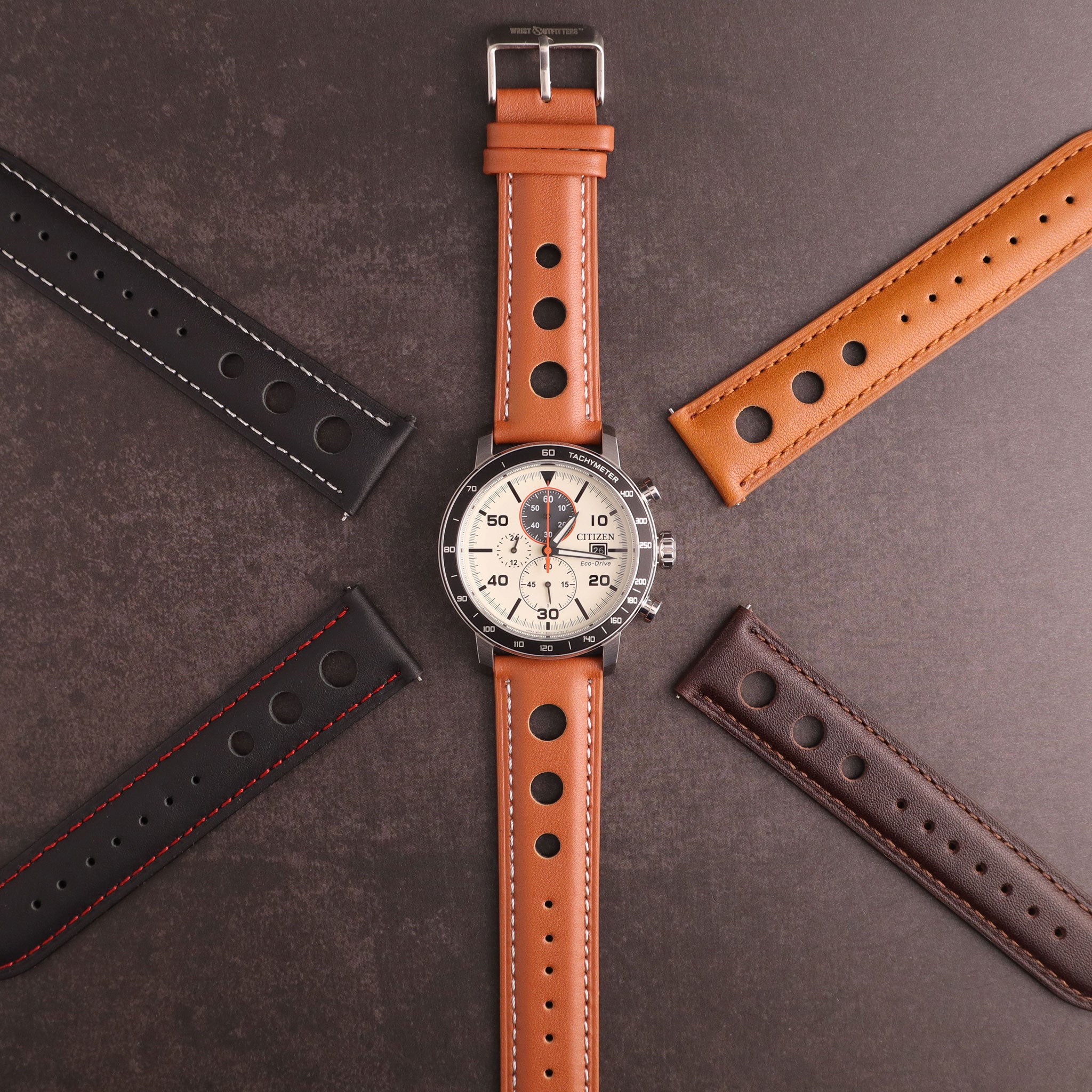 Velocity™ Elite Full Grain Leather Rally Watch Strap