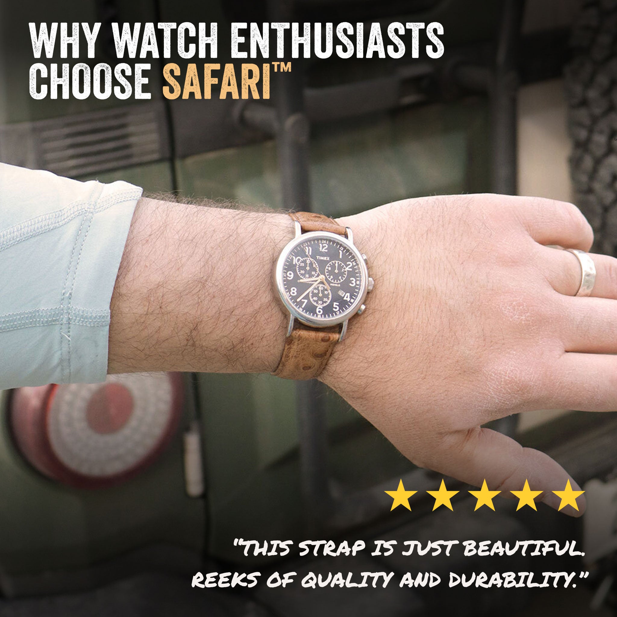 Safari™ Ostrich Grain Leather Strap