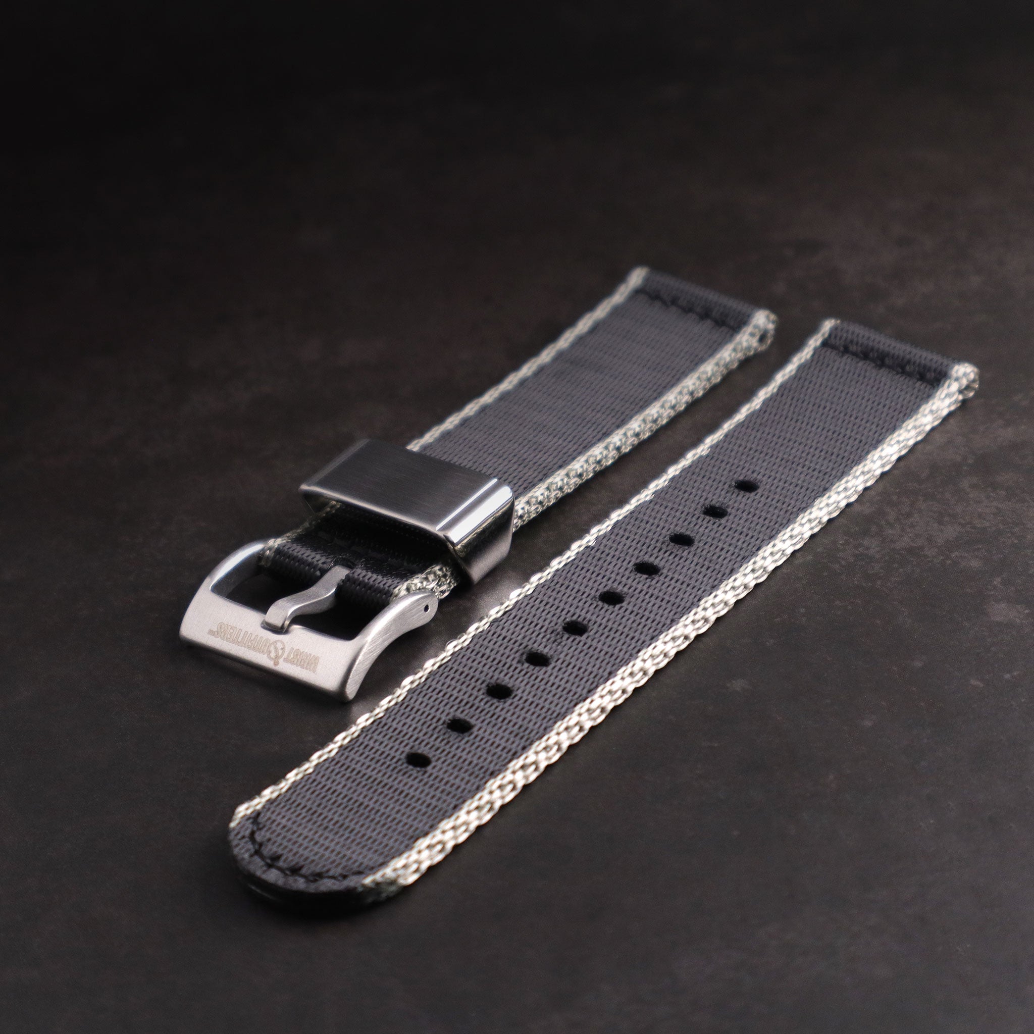 backpacking watch leather wrist band 22mm Grey Quick Release Italian Suede Bands Production is extremely limited. Hunter Sailcloth & Calfskin Leather