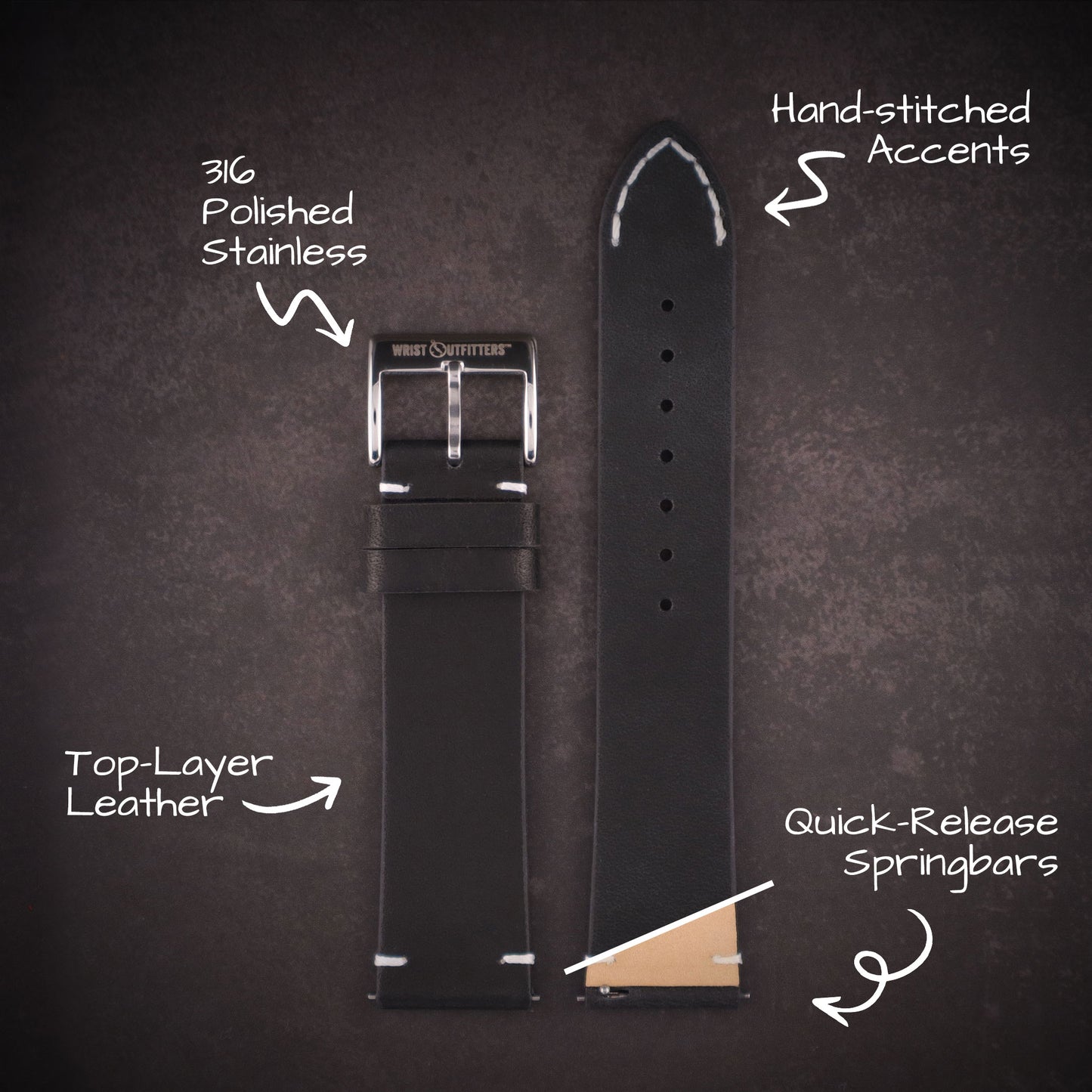 Airfield™ Retro Hand-Stitched Leather Watch Band