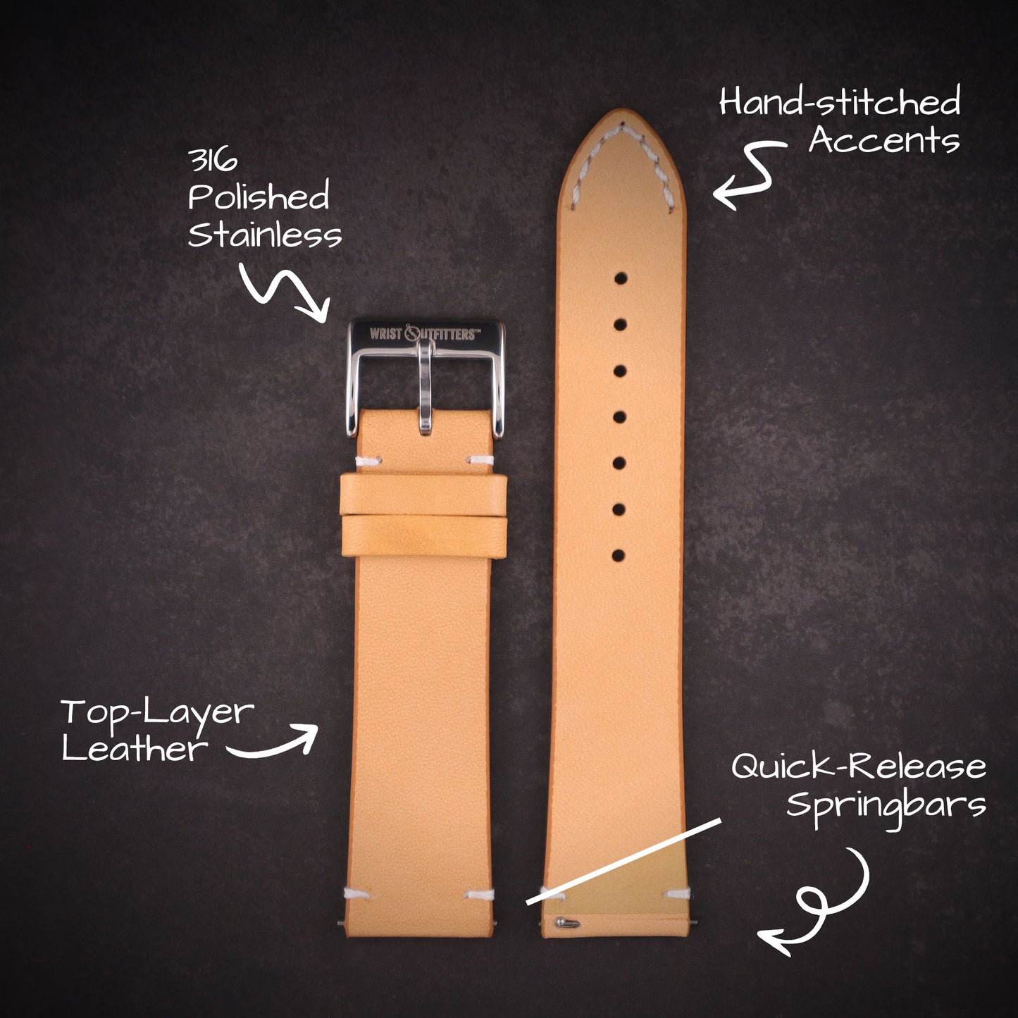 Airfield™ Retro Hand-Stitched Leather Watch Band