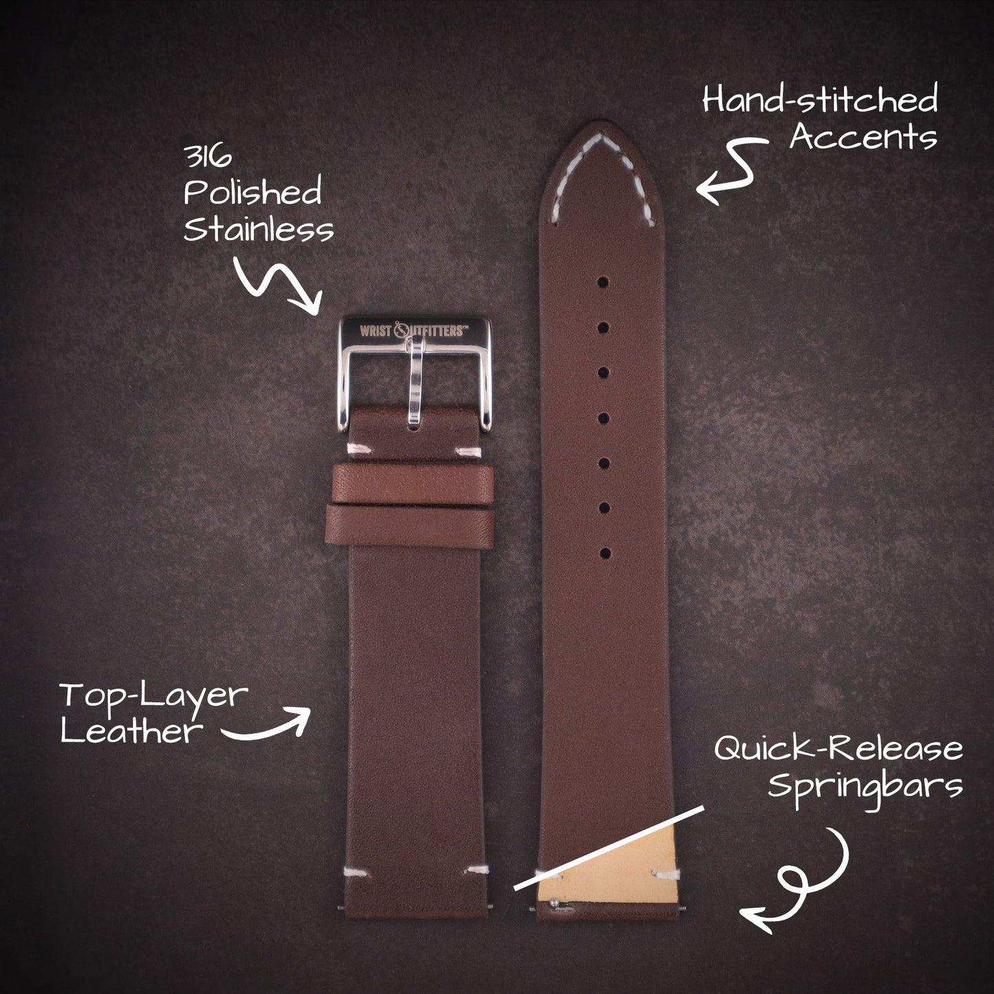 Airfield™ Retro Hand-Stitched Leather Watch Band