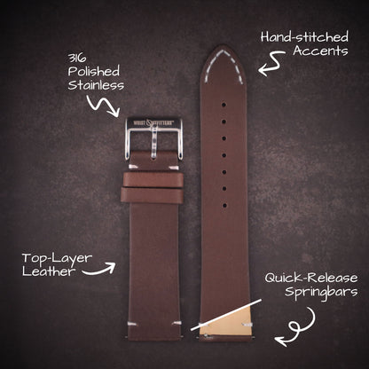Airfield™ Retro Hand-Stitched Leather Watch Band