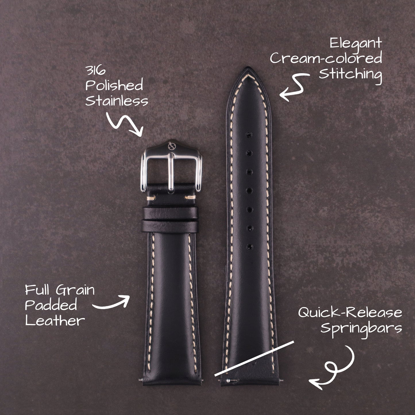 Fyorra™ Padded Full Grain Leather Watch Band