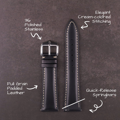 Fyorra™ Padded Full Grain Leather Watch Band