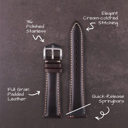 Fyorra™ Padded Full Grain Leather Watch Band