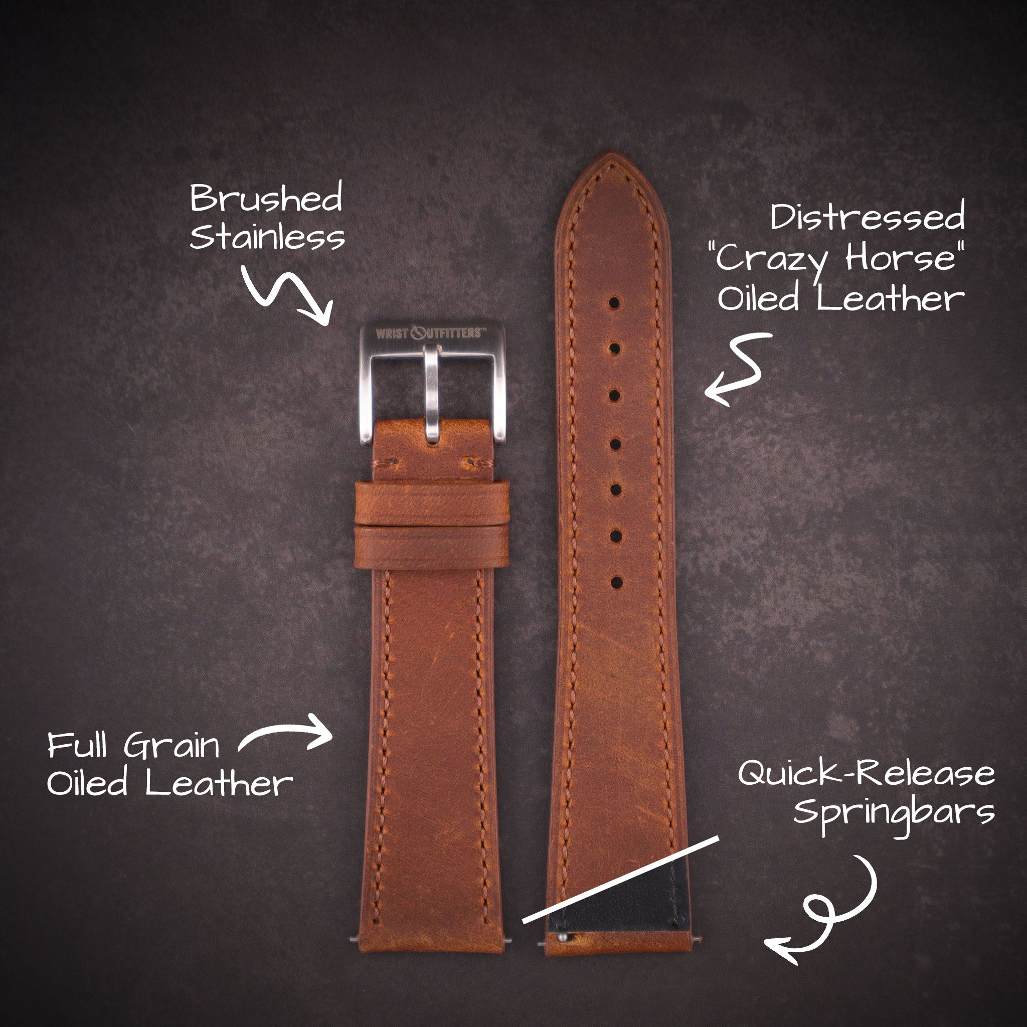 Lakota™ Crazy Horse Full Grain Leather Strap