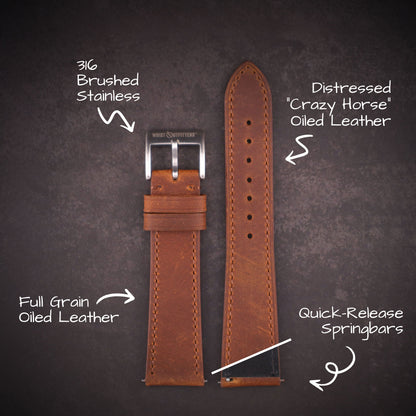 Lakota™ Crazy Horse Full Grain Oiled Leather Watch Band