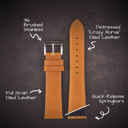 Lakota™ Crazy Horse Full Grain Oiled Leather Watch Band