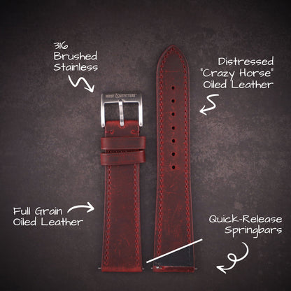 Lakota™ Crazy Horse Full Grain Oiled Leather Watch Band