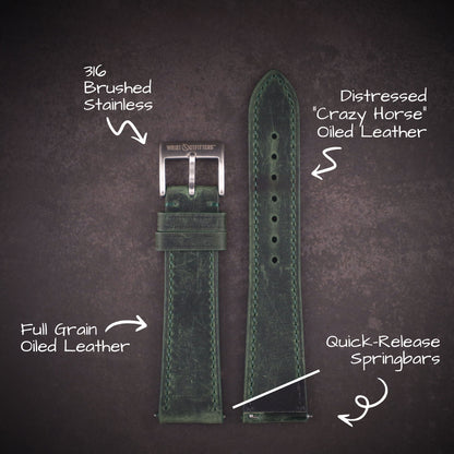 Lakota™ Crazy Horse Full Grain Oiled Leather Watch Band