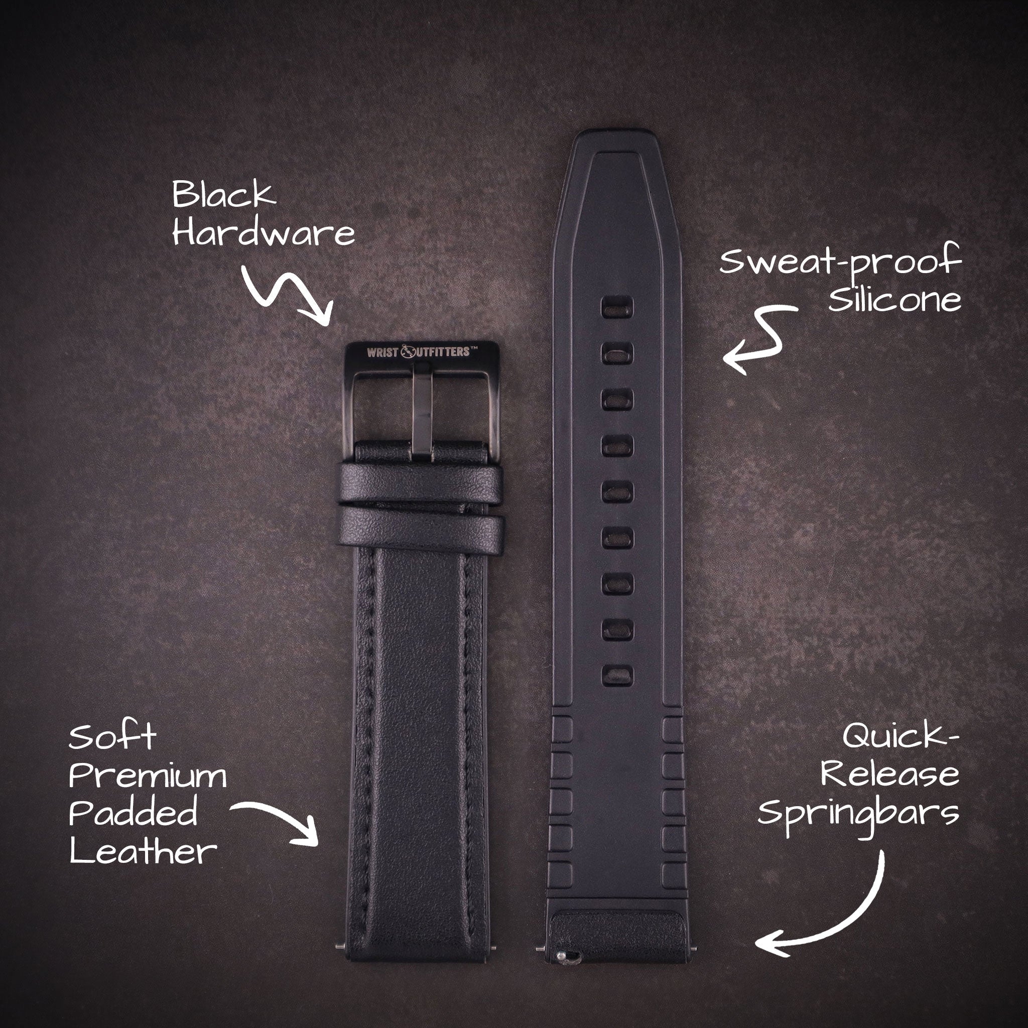 Mallard™ Leather & Silicone Rubber Watch Band