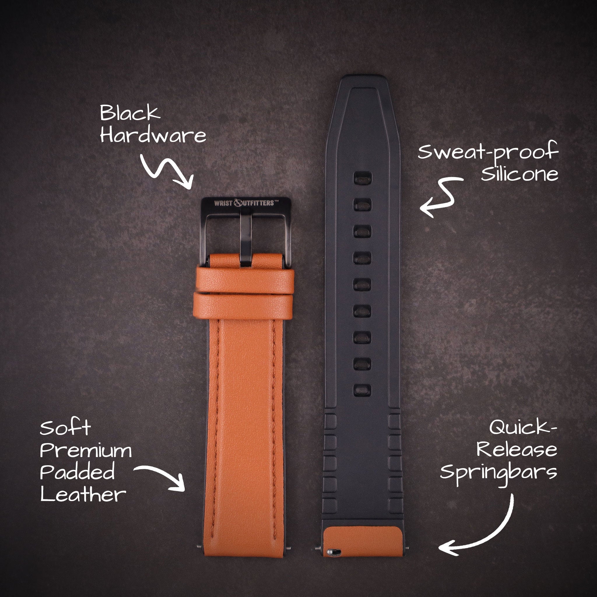 Mallard™ Leather & Silicone Rubber Watch Band
