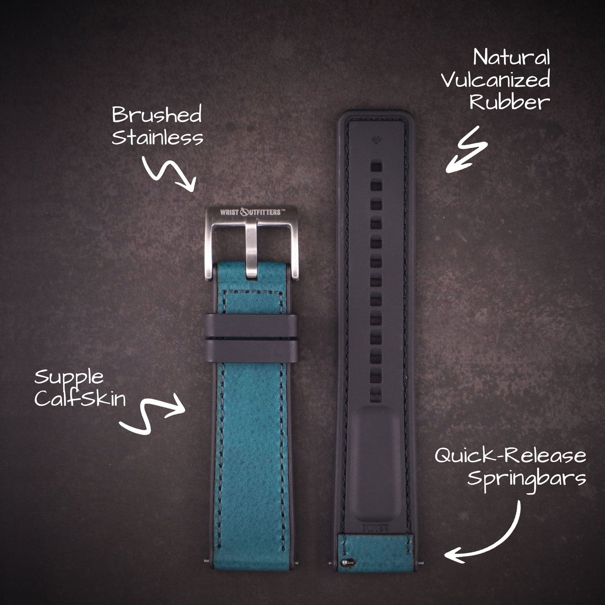Shoreline™ Calfskin Leather & Natural Rubber Watch Band