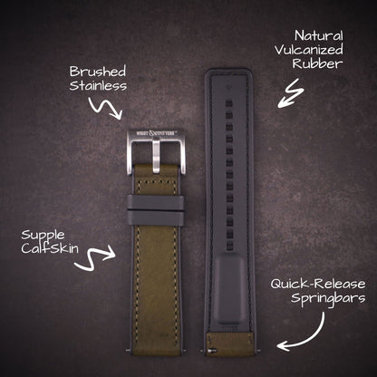 Shoreline™ Calf Leather & Rubber Watch Band