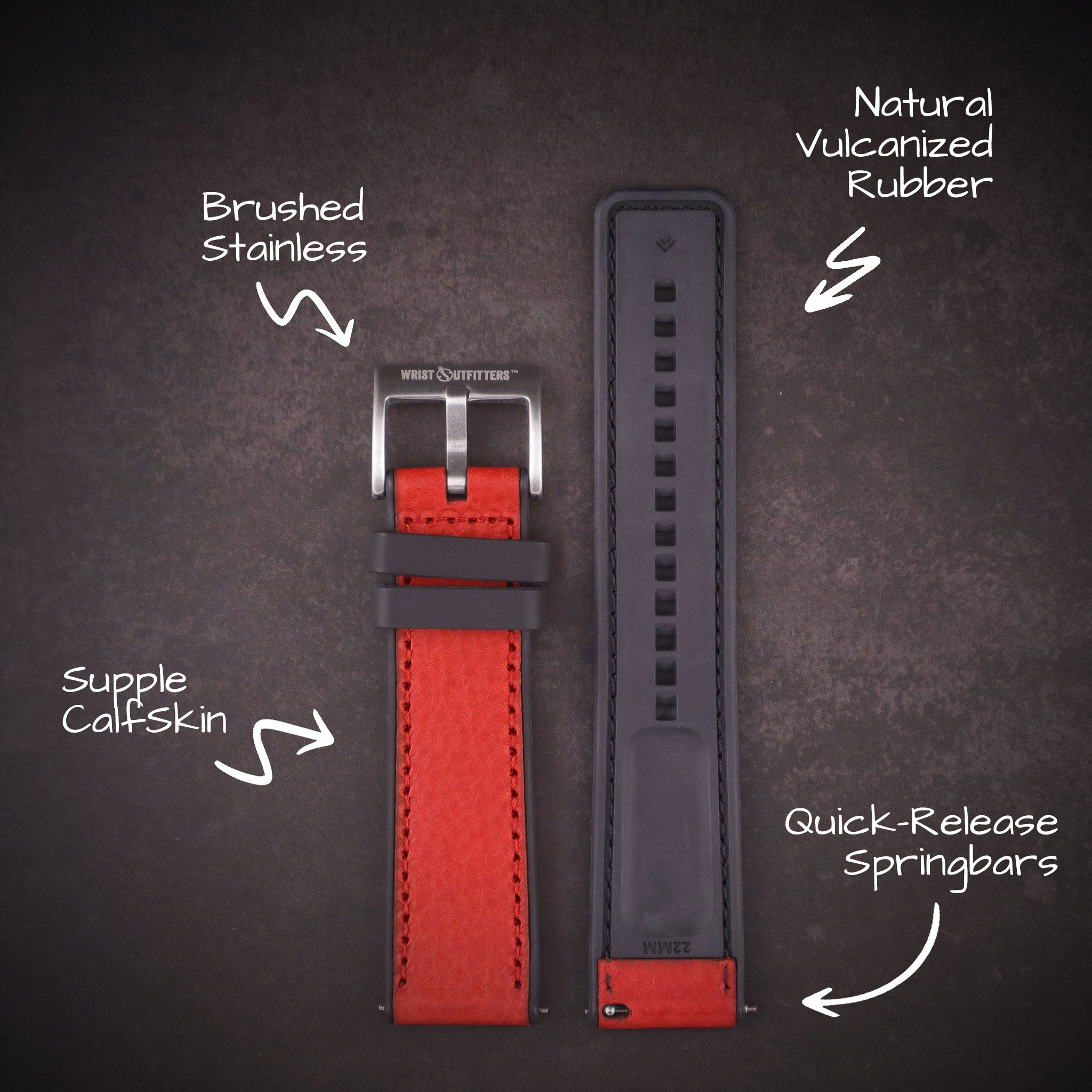 Shoreline™ Calfskin Leather & Natural Rubber Watch Band