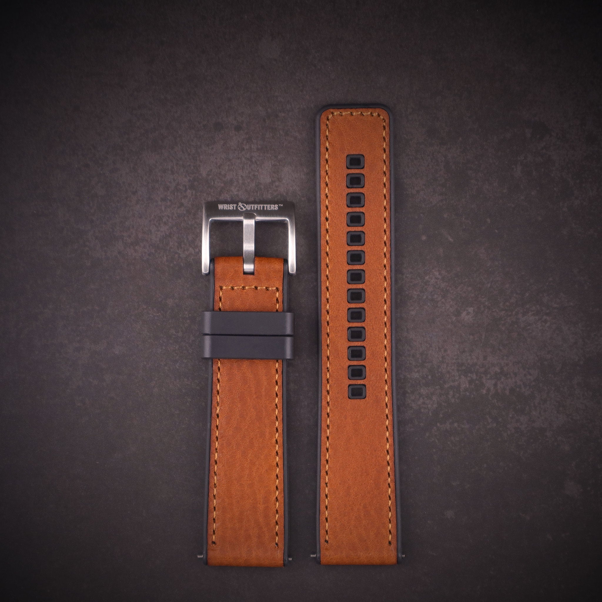 Shoreline™ Calfskin Leather & Natural Rubber Watch Band