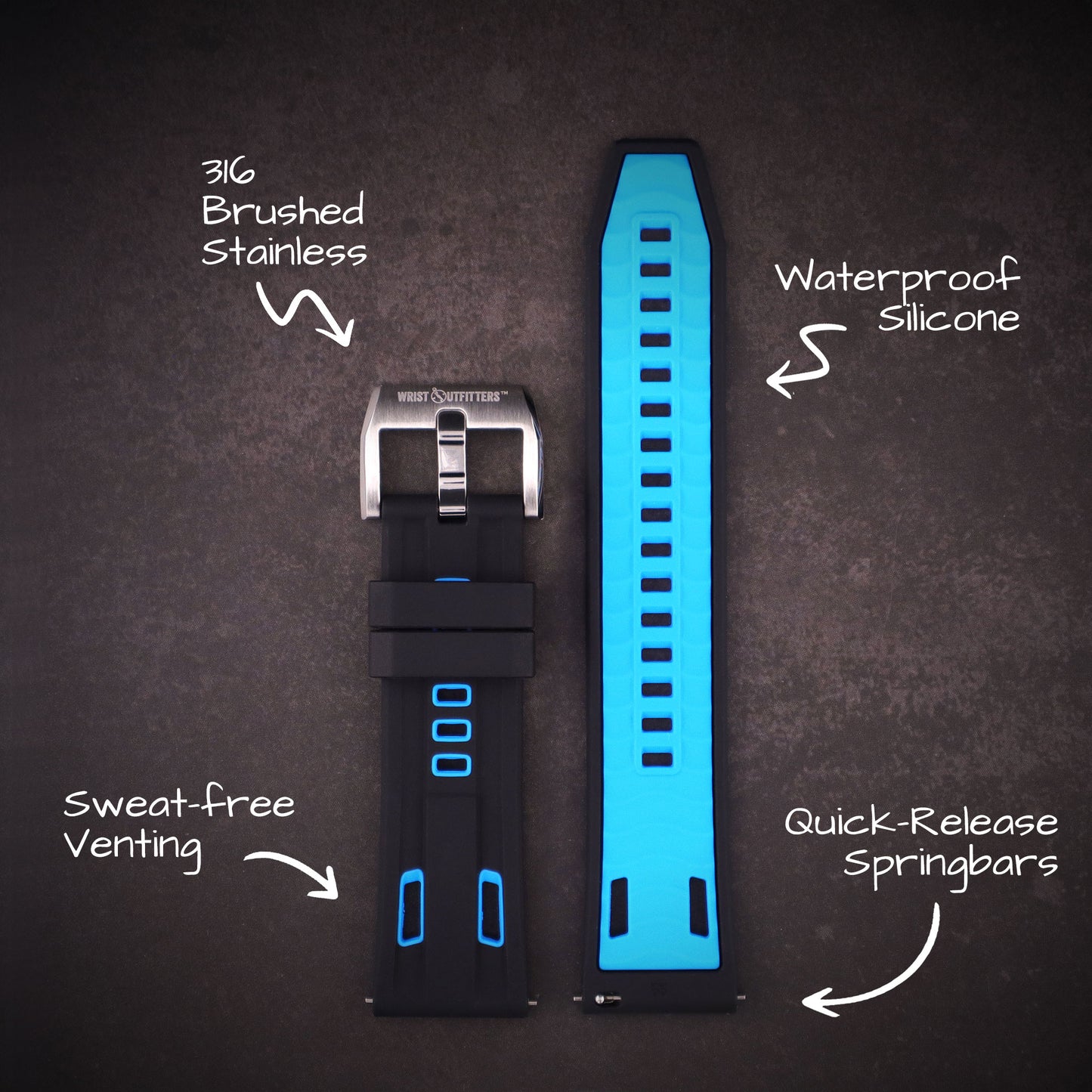 StingRay™ Vented Silicone Rubber Watch Band
