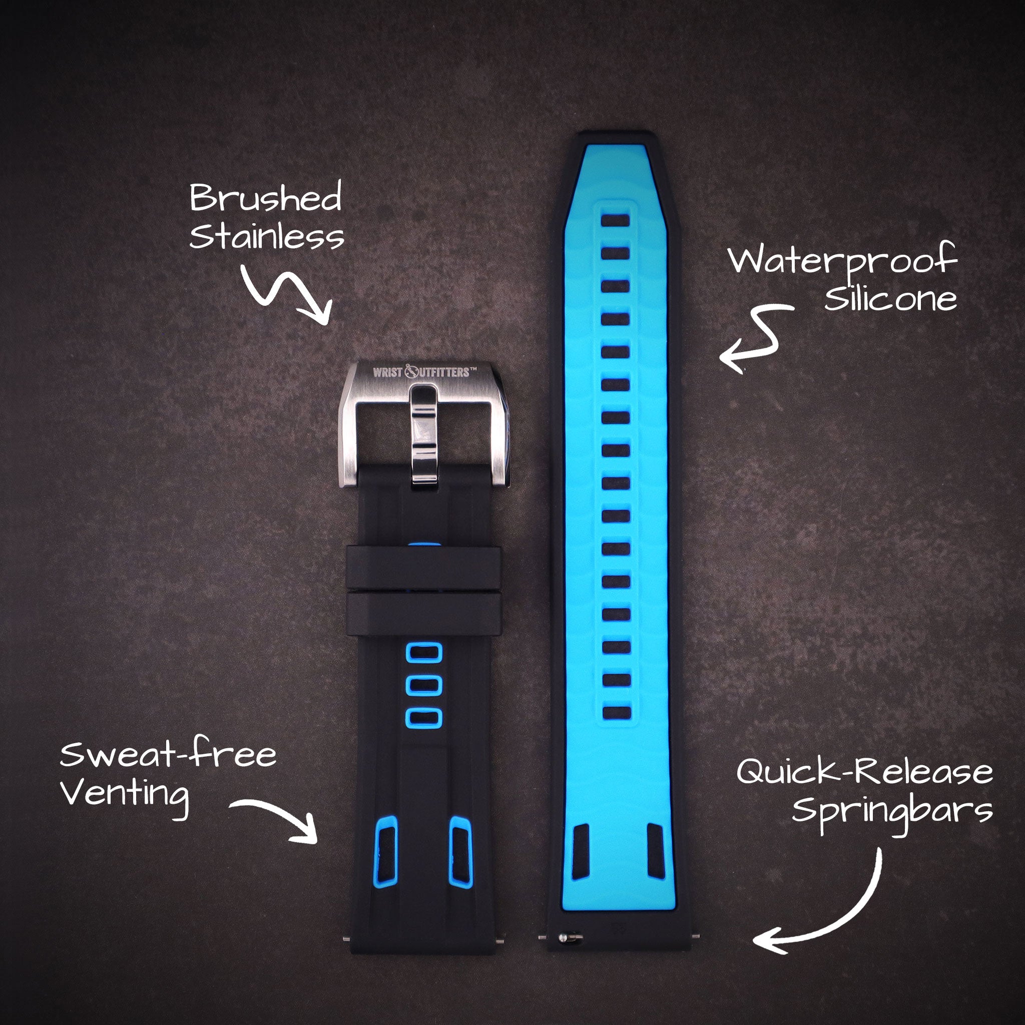 StingRay™ Vented Silicone Rubber Watch Band