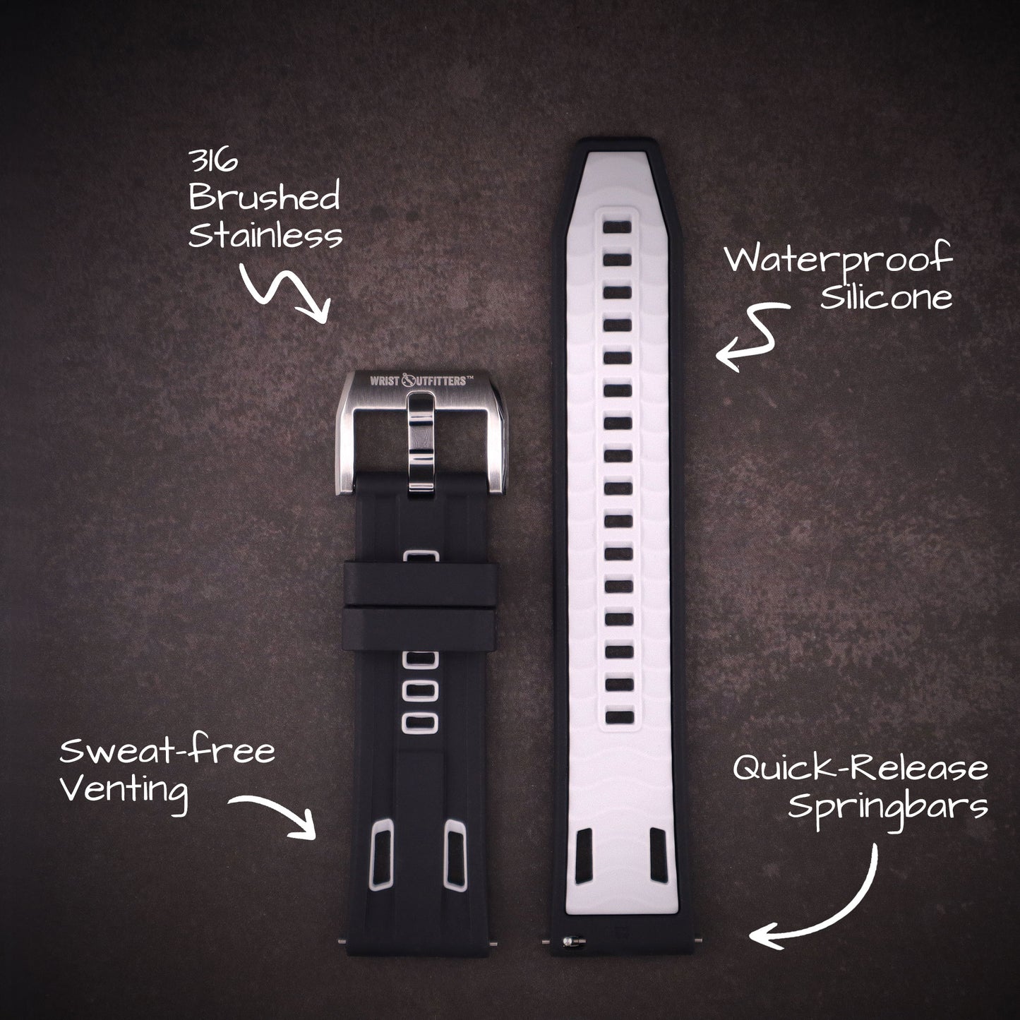 StingRay™ Vented Silicone Rubber Watch Band