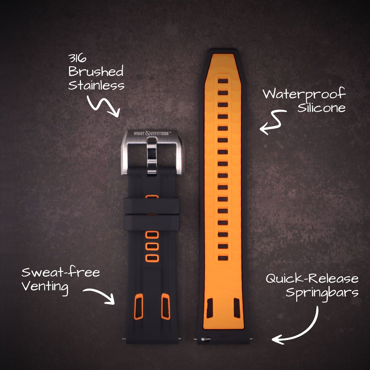 StingRay™ Vented Silicone Rubber Watch Band