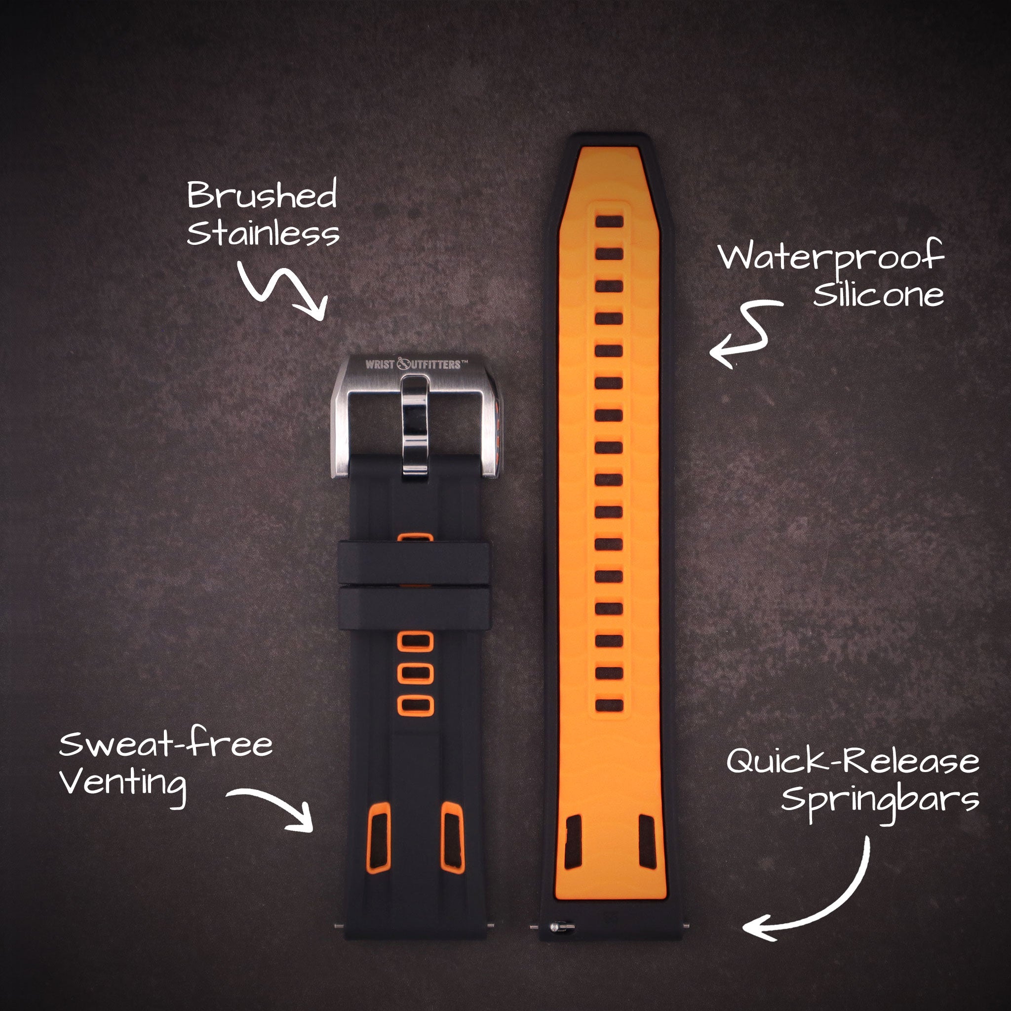 StingRay™ Vented Silicone Rubber Watch Band