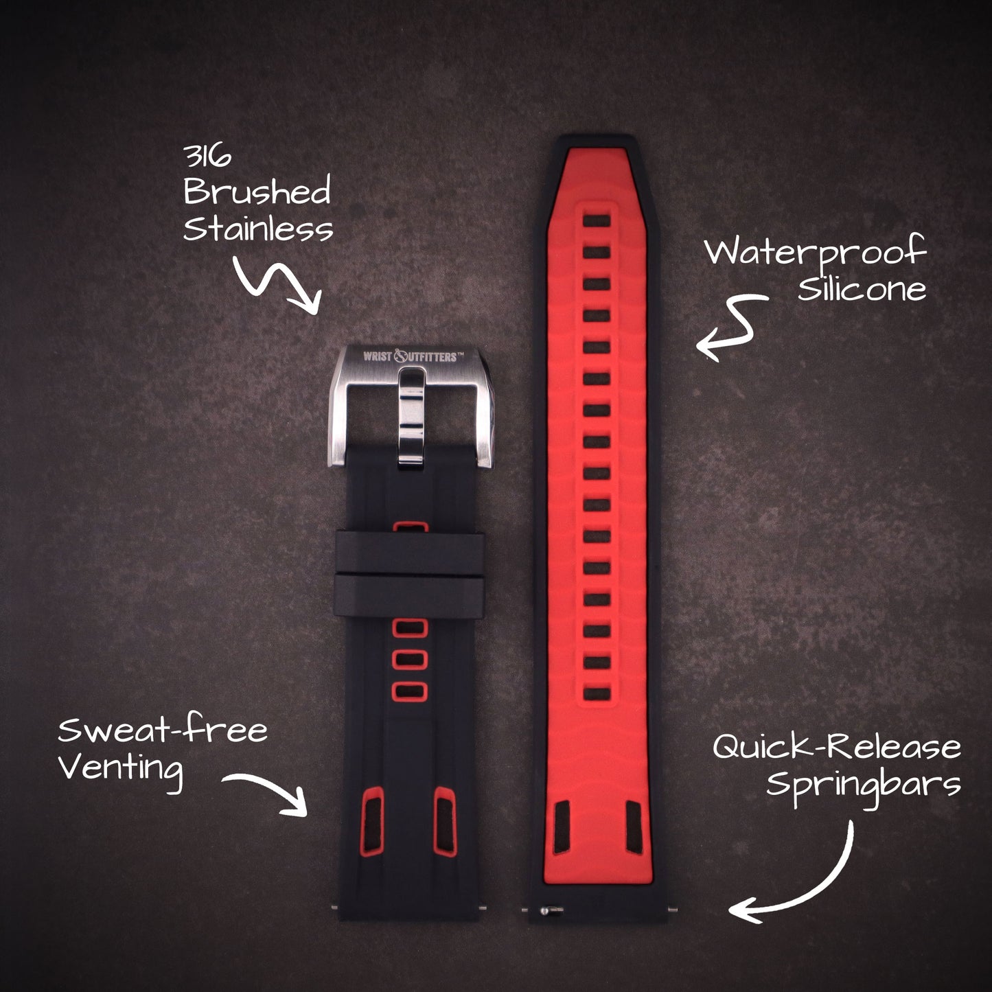 StingRay™ Vented Silicone Rubber Watch Band