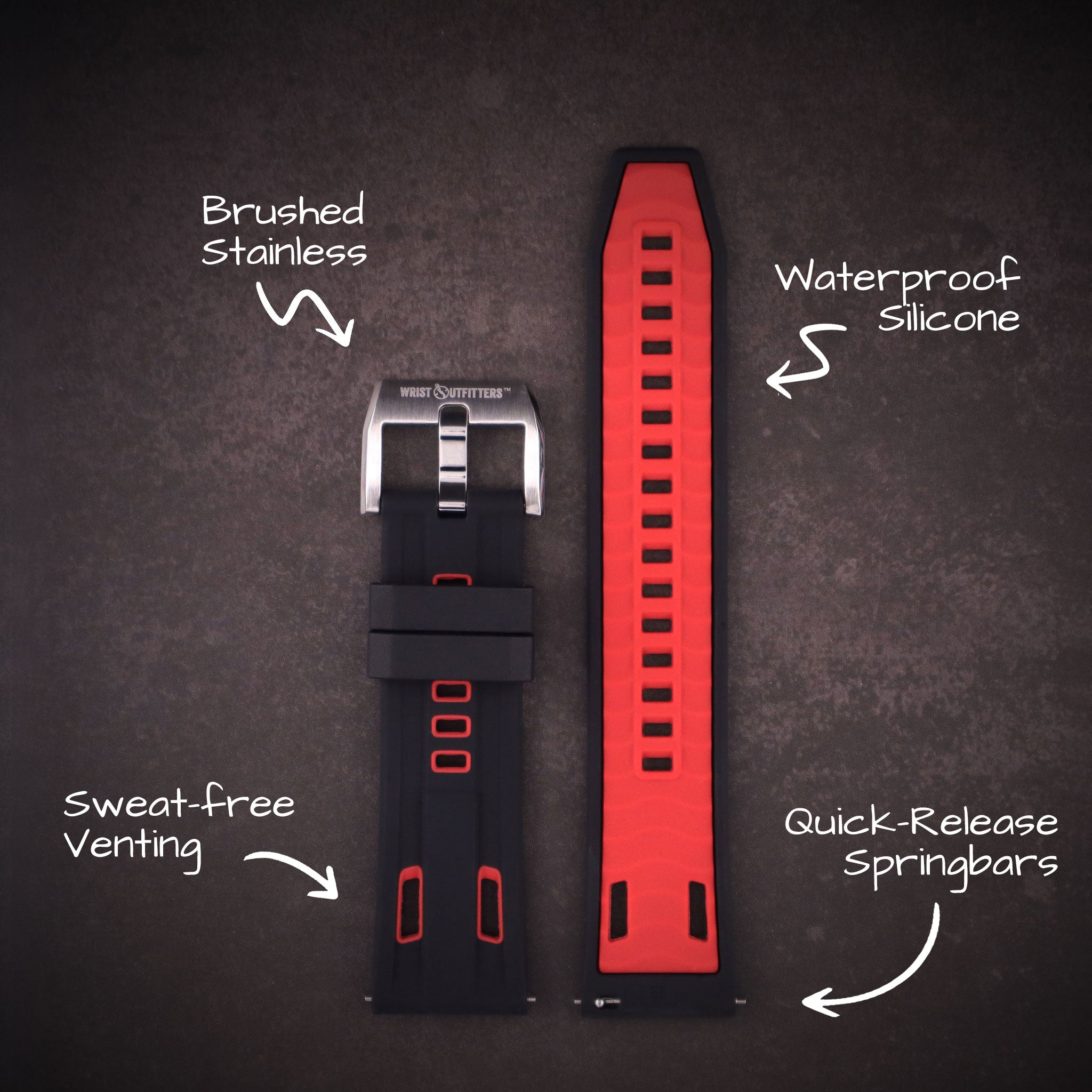 StingRay™ Vented Silicone Rubber Watch Band