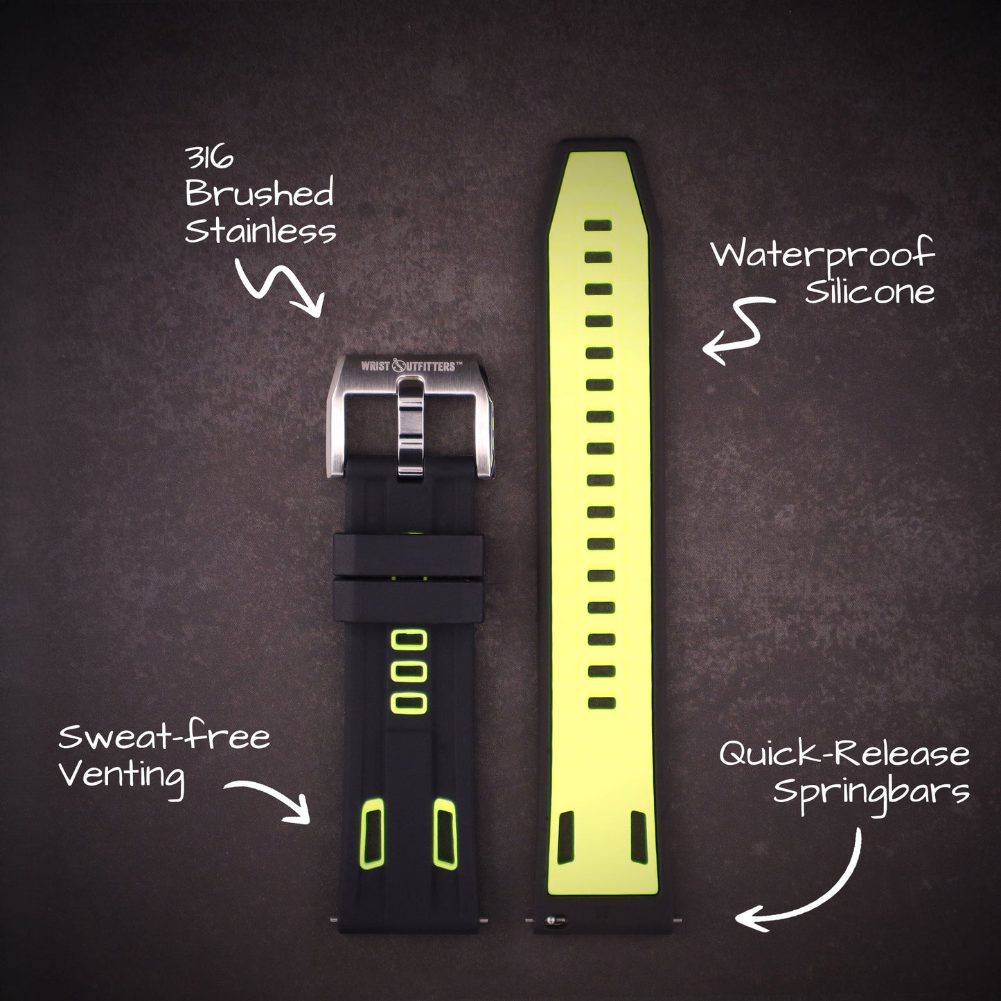 StingRay™ Vented Silicone Rubber Watch Band