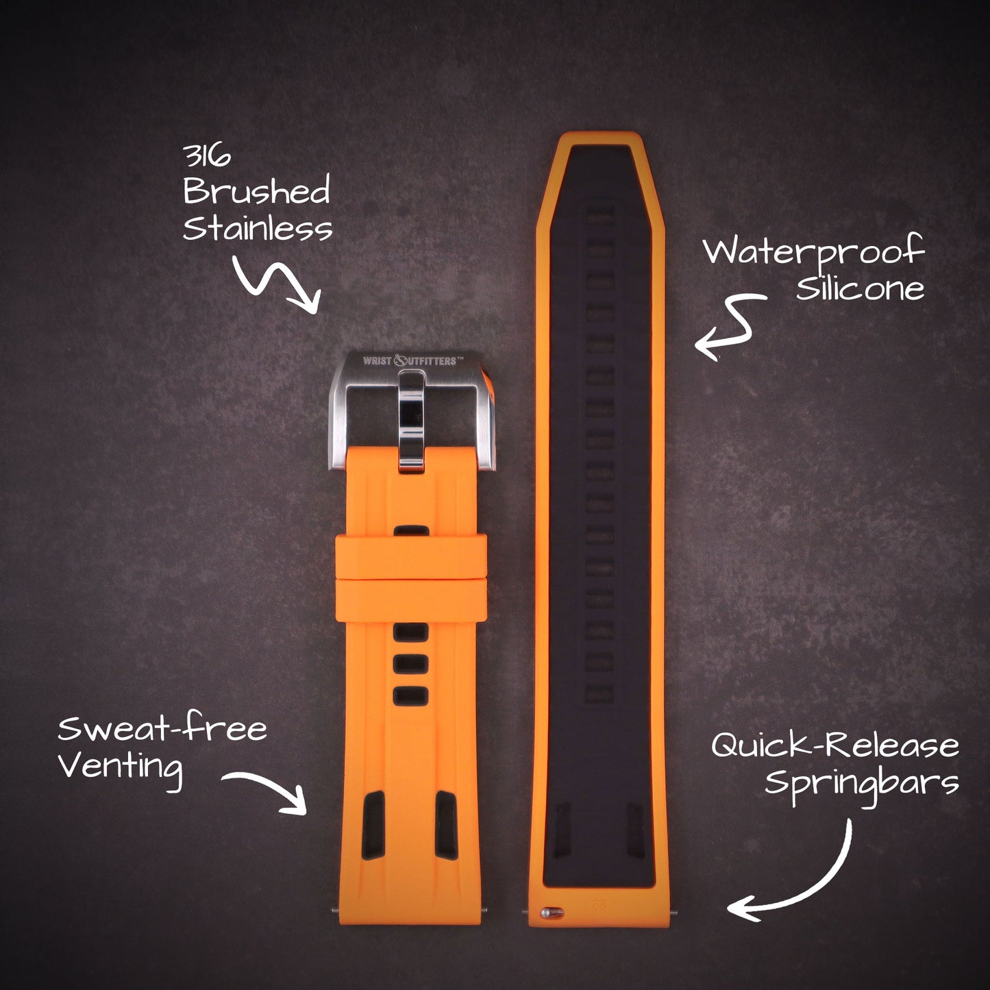 StingRay™ Vented Silicone Rubber Watch Band