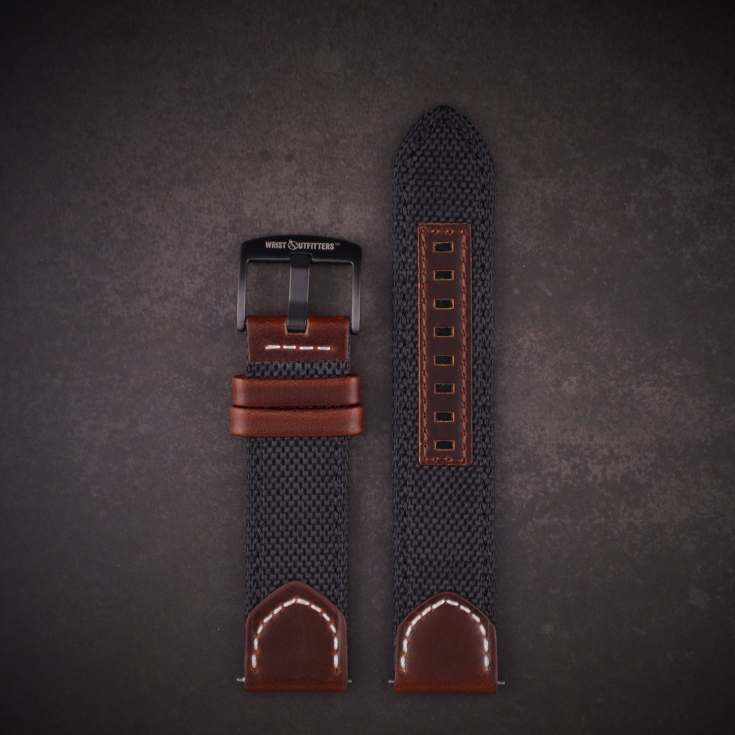 Hunter™ Sailcloth and Calfskin Leather Watch Band