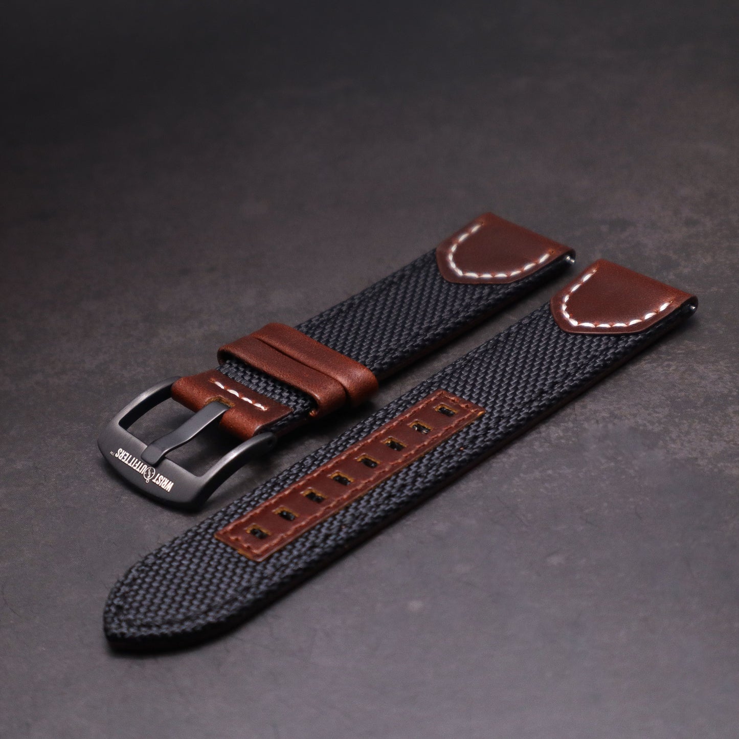 Hunter™ Sailcloth and Calfskin Leather Watch Band
