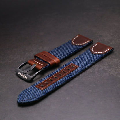 Hunter™ Sailcloth and Calfskin Leather Watch Band