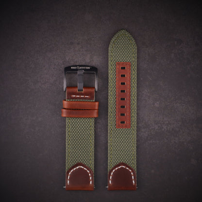 Hunter™ Sailcloth and Calfskin Leather Watch Band
