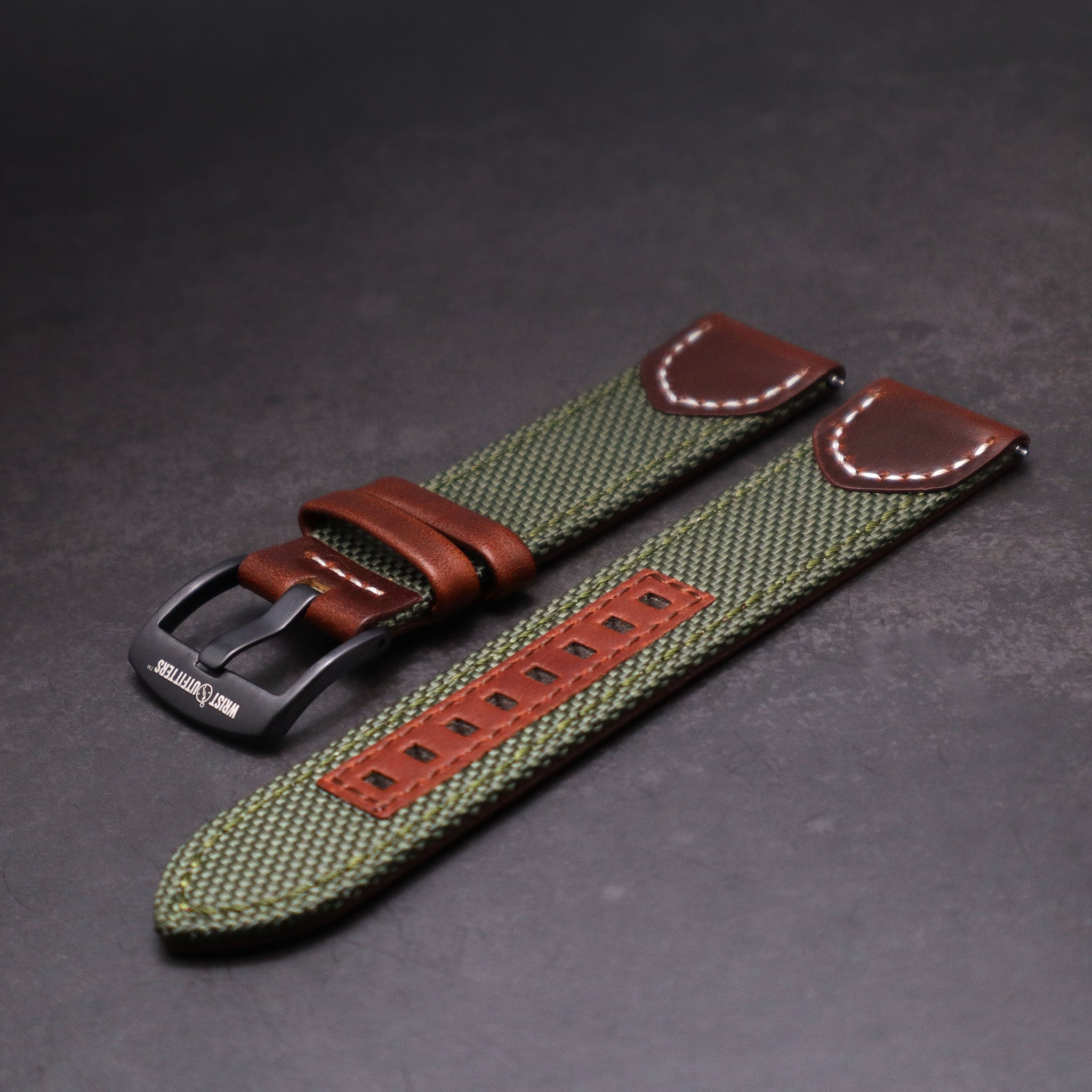 Hunter™ Sailcloth & Calfskin Leather Watch Band