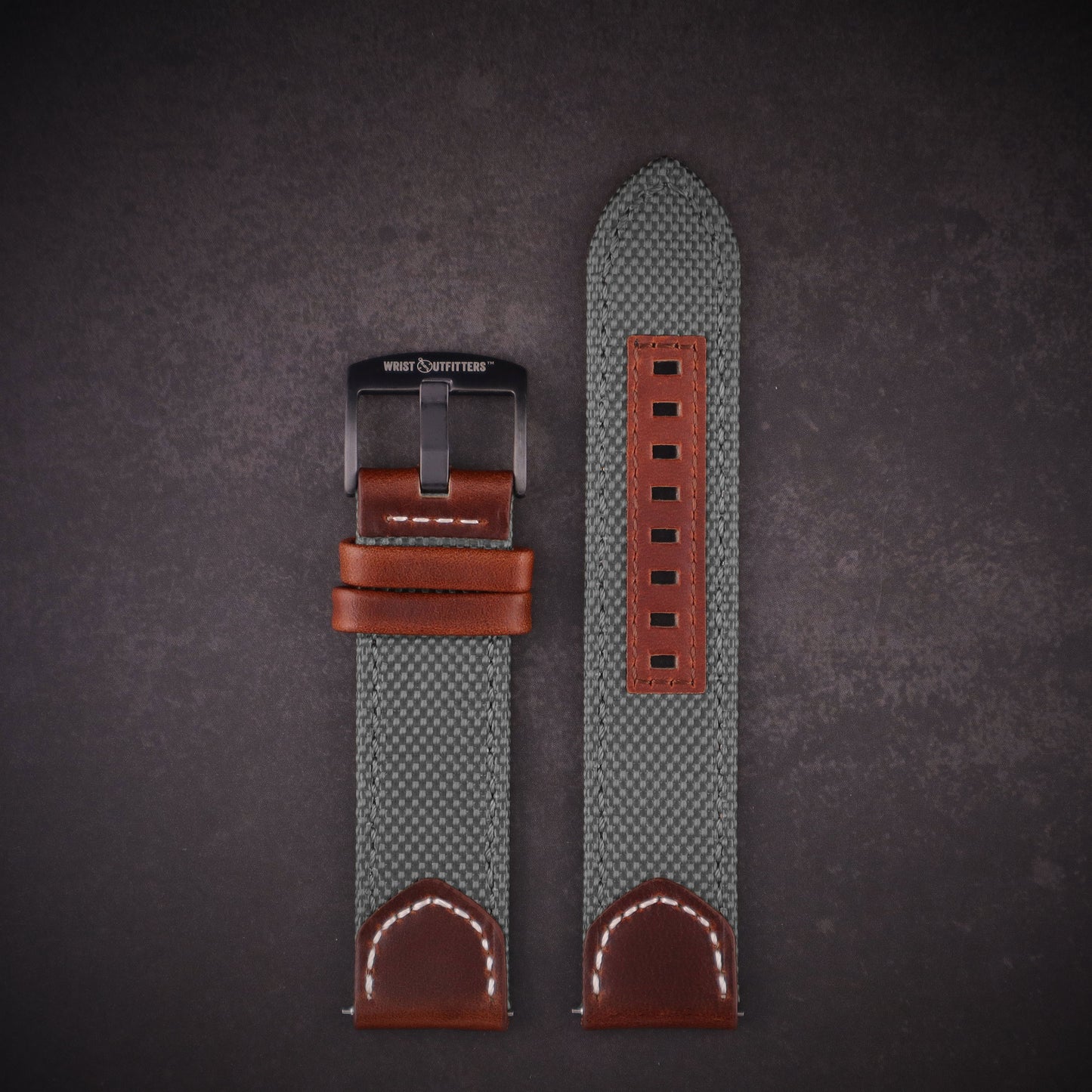 Hunter™ Sailcloth and Calfskin Leather Watch Band