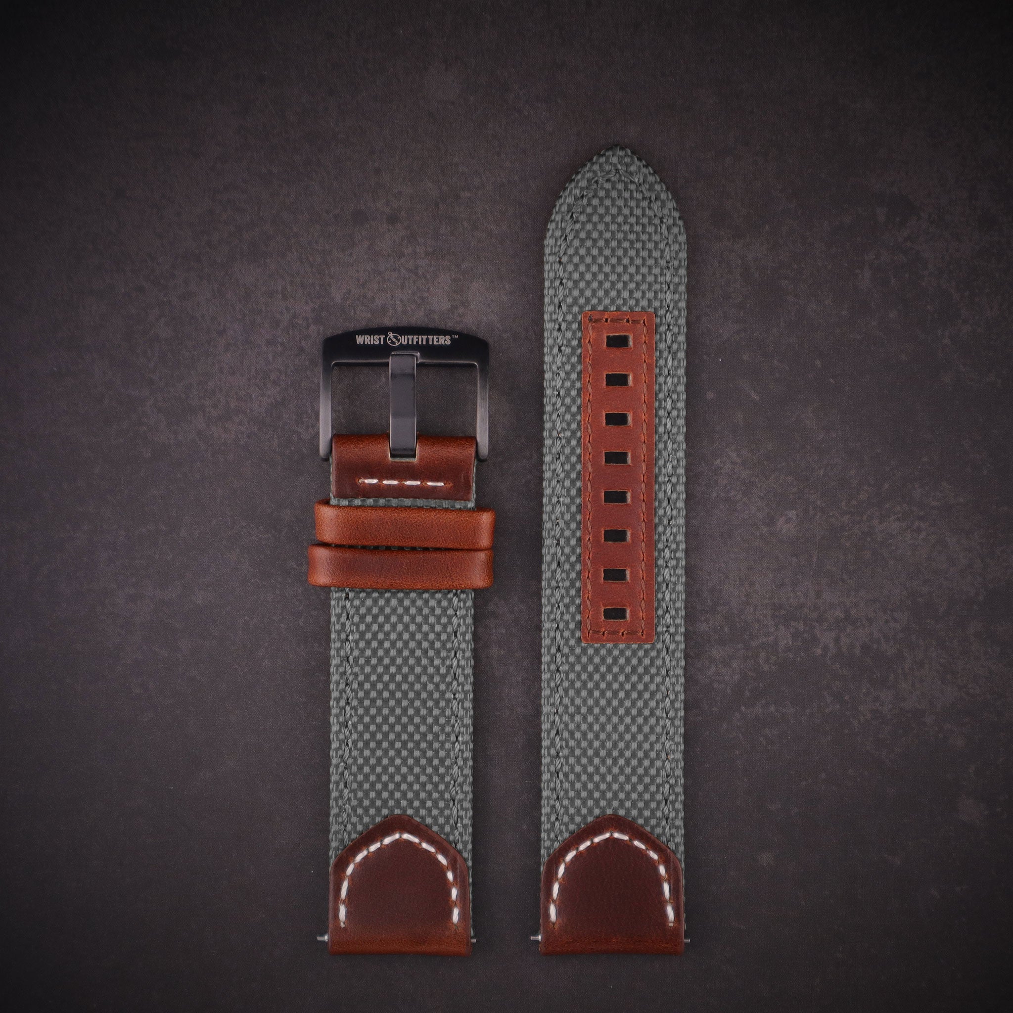 Hunter™ Sailcloth & Calfskin Leather Watch Band