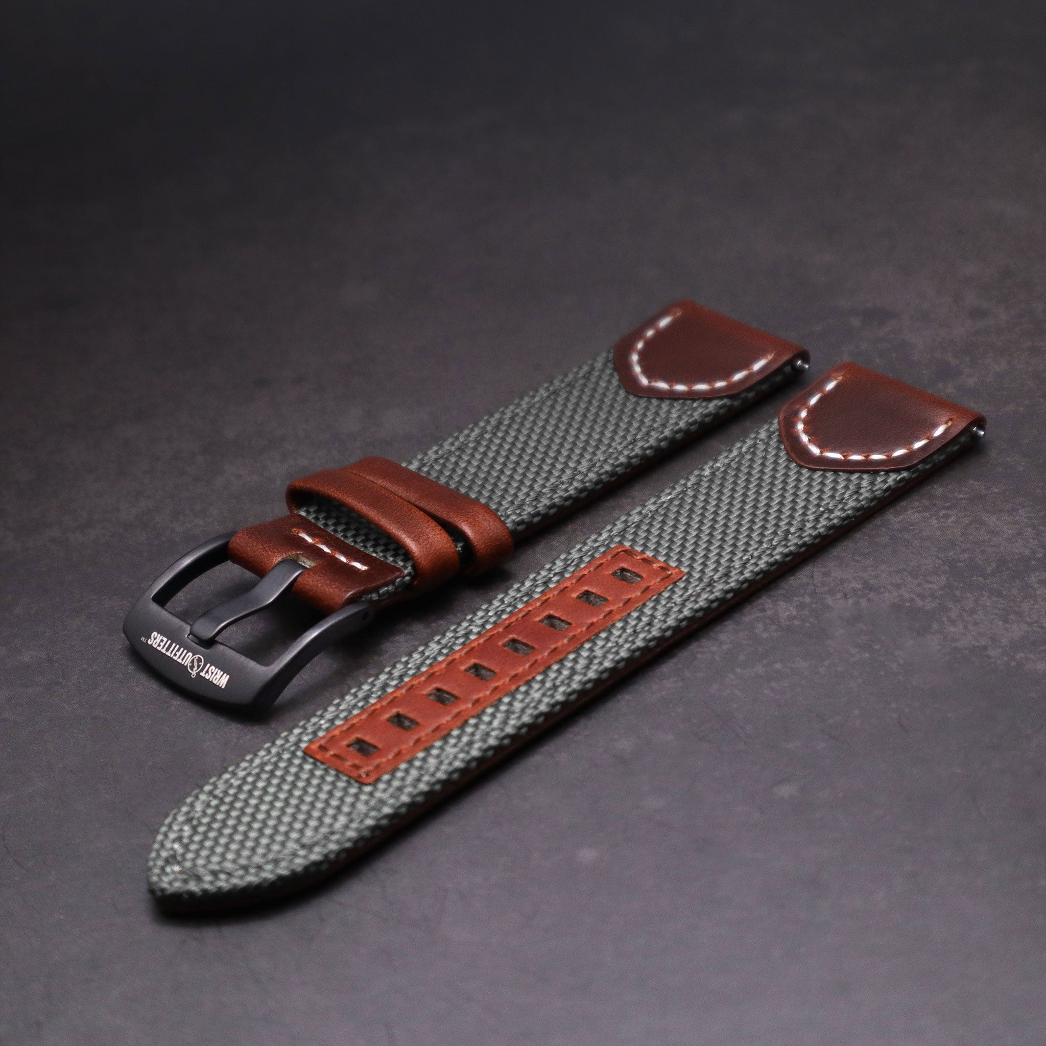Hunter™ Sailcloth & Calfskin Leather Watch Band