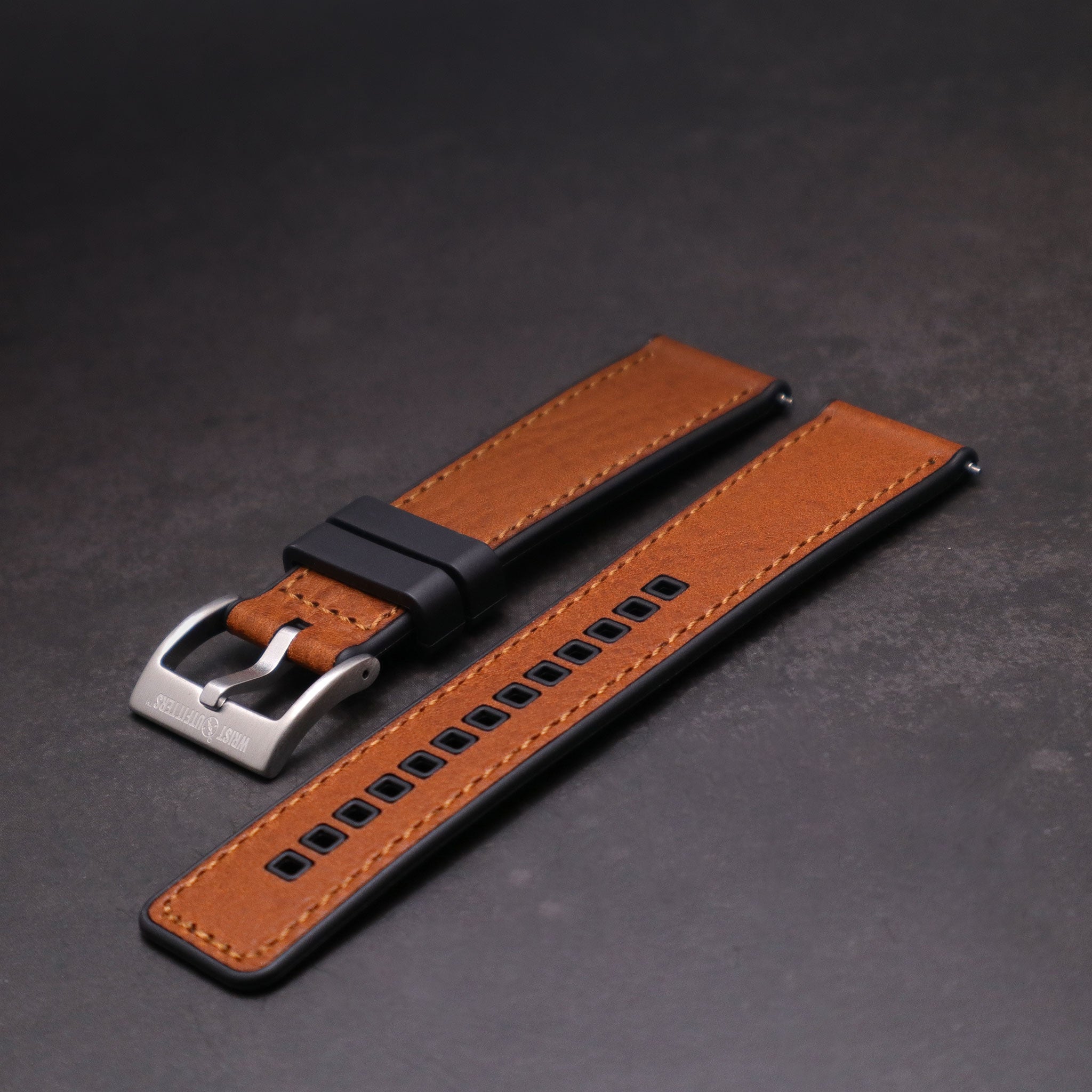 Shoreline™ Calfskin Leather & Natural Rubber Watch Band