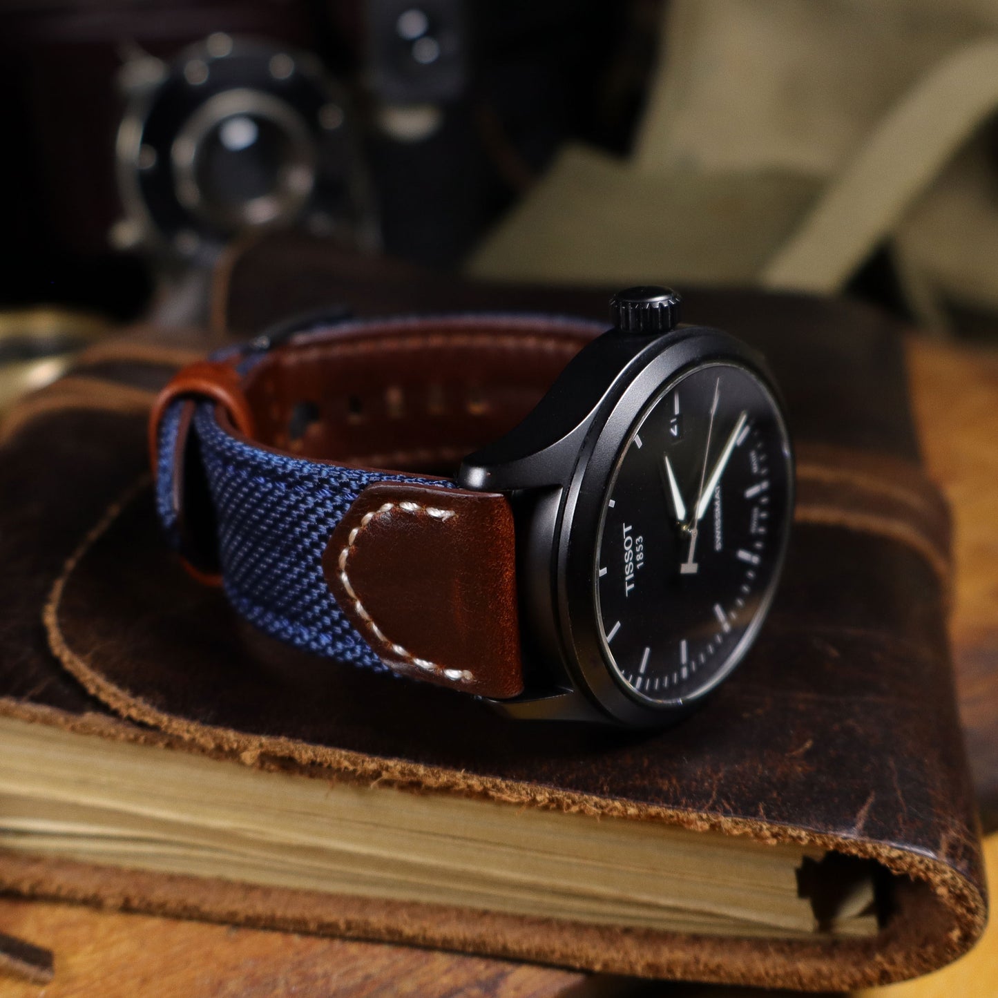 Hunter™ Sailcloth and Calfskin Leather Watch Band