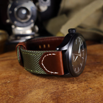 Hunter™ Sailcloth and Calfskin Leather Watch Band