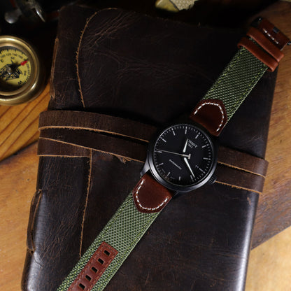 Hunter™ Sailcloth and Calfskin Leather Watch Band